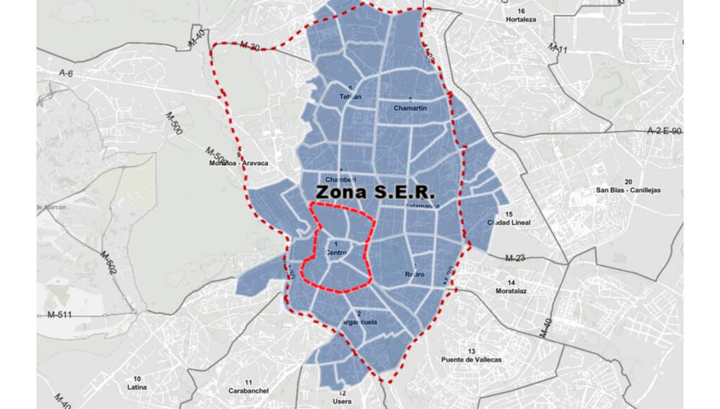 mapa zonas reguladas Madrid
